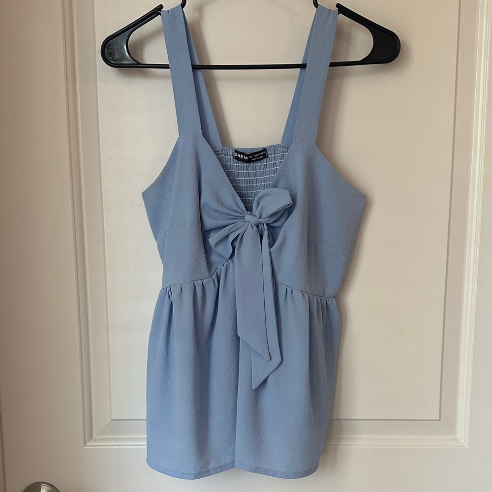Blue Tank Top with Bow